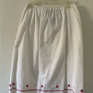 Ralph Lauren White A-Line Skirt with Red Floral Detail